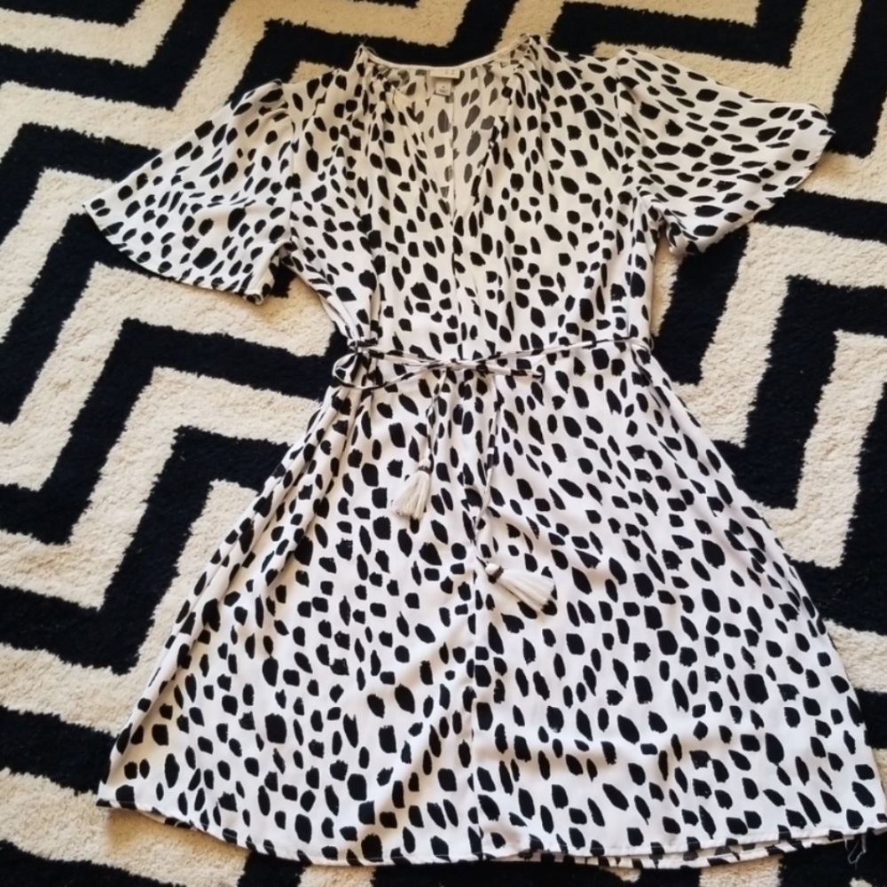 Andeawy animal print dress ties at waist
